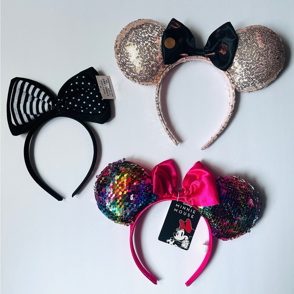 Disney Sequin Ears Headband |‎ Bundle X 3 | Pink Black and Gold